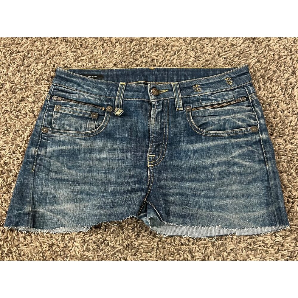 R13 Jeans (Size 27) "Biker Boy" DIY Cut Off Shorts Blue Denim - Picture 4 of 6